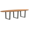 Eettafel 220X100X74 Cm Ovaal Massief Eikenhout Lichtbruin