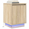 Nachtkastje Met Led-Verlichting 38X34X50 Cm Bruin Eiken