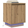Nachtkastje Met Led-Verlichting 38X34X50 Cm Bruin Eiken
