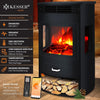 KESSER® Prio Elektrische open haard met verwarming, ventilatorkachel met afstandsbediening, 950/1900 W, elektrische open haard met led-vlameffect, met thermostaat 3-delig panorama kijkvenster