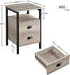 Nachtkastje, set van 2 bijzettafeltjes met laden, nachtkastje met plank, nachtcommode, metalen frame stabiel, gemakkelijk te monteren, voor woonkamer, slaapkamer, grijs
