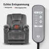 MyGoodHome Elektrische Relaxstoel met Ligfunctie, Massage & Verwarming - TV Stoel - Grijs/Donkergrijs/Beige