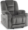 MyGoodHome Elektrische Relaxstoel met Ligfunctie, Massage & Verwarming - TV Stoel - Grijs/Donkergrijs/Beige