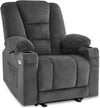 MyGoodHome Elektrische Relaxstoel met Ligfunctie, Massage & Verwarming - TV Stoel - Grijs/Donkergrijs/Beige