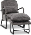 MCombo Retro Relaxsessel mit Hocker – Ergonomischer Komfort &amp; Vintage-Design – Dunkelgrau