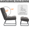 Relaxstoel met Hocker - Model 0016 - Microvezel Donkergrijs - Ergonomisch & Luxe Loungestoel