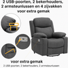 MCombo 7070 – Elektrischer Relaxsessel mit Massage, Heizung und USB – Luxuriöser Sessel aus grauem Stoff